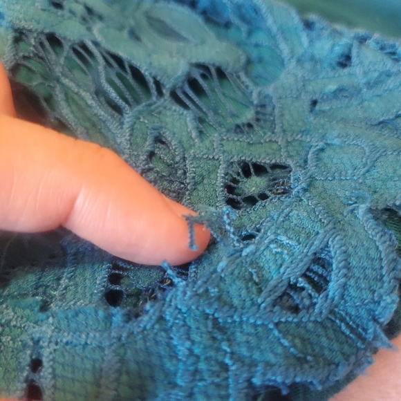 Free People Adella turquoise Slip Lace trim Dress Size S Asymmetric Boho Fairy - Picture 15 of 16